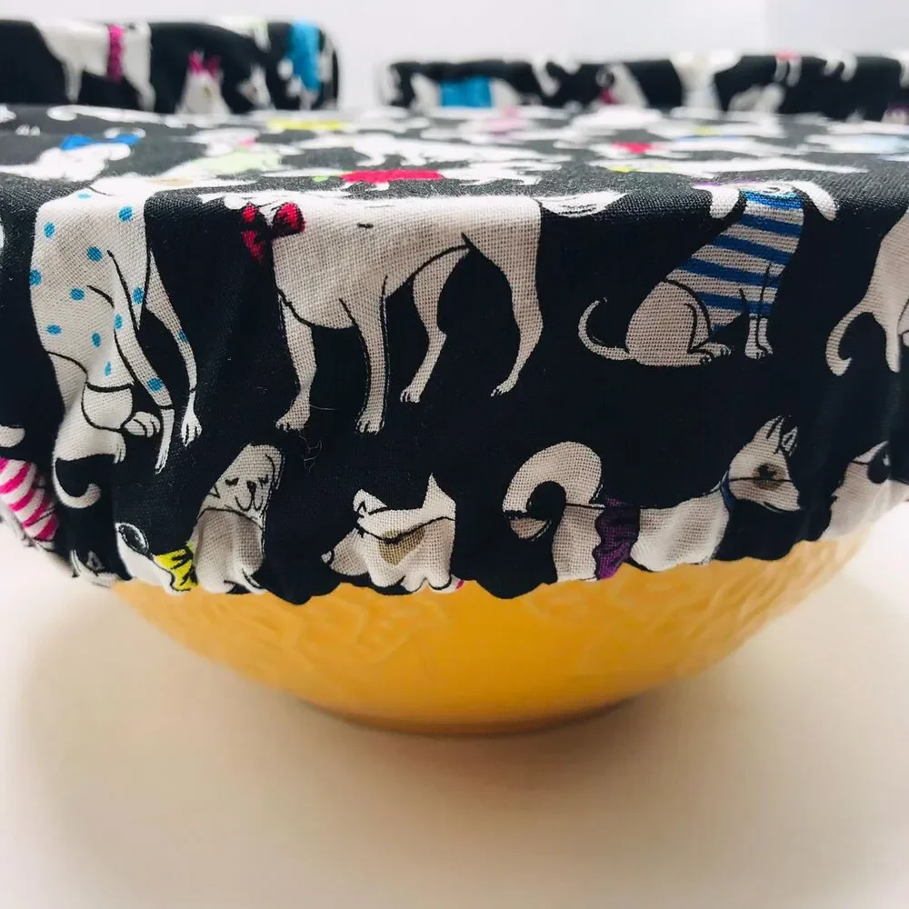 Cotton Bowl Cover For Sourdough, 3 Size Set, Reusable Washable Delightful Dogs